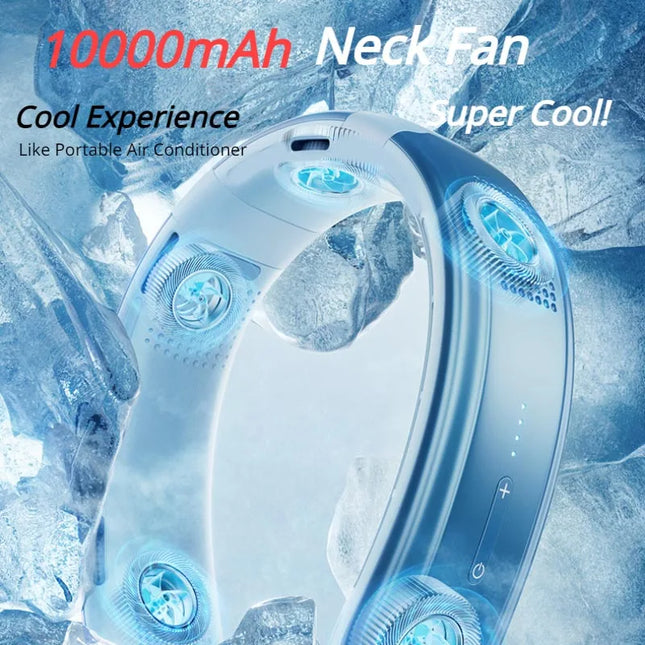 Portable Neck Fan 10000mAh Rechargeable Fan Mini 3-Speeds Large Wind Outdoor Silent Electric Ventilator for Home Camping Outdoor