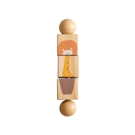 Baby Wooden Rattle Montessori Toy Hand-on Develop Ability Toy Newborn Soothing Toy 0 12 Months Rotating Puzzle Educational Toy