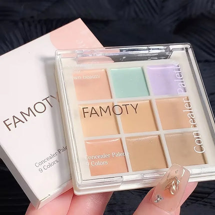 9-Shade Creamy Concealer Palette - Full Coverage Face Makeup for Dark Circles & Blemishes Multi-Color Contour Foundation Cream