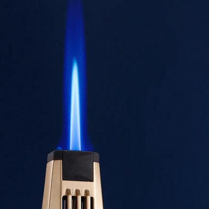 JOBON Metal Outdoor Windproof Turbine Torch Strong Fire Power Blue Flame Straight Butane Gas Lighter Gas Kitchen BBQ Welding