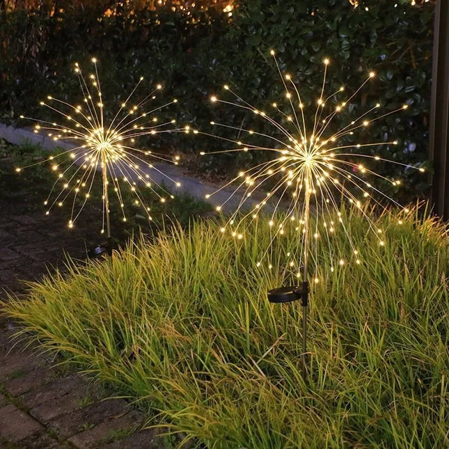Solar LED Firework Lights Outdoor Dandelion Lamp Waterproof Swaying Starburst Light for Yard Patio Garden Christmas Decor 1-4PCS