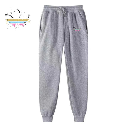 Men‘s Casual Ink printing Sports Pants Running Workout Jogging Warm Fleece Trousers Couple Solid Outdoors Sweatpants Streetwear