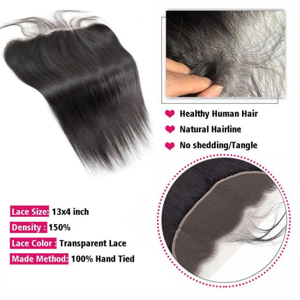 13x4 Lace Frontal Brazilian Straight Ear to Ear Human Hair Frontal Human Hair Frontals Pre Plucked Free Part Hair Extensions
