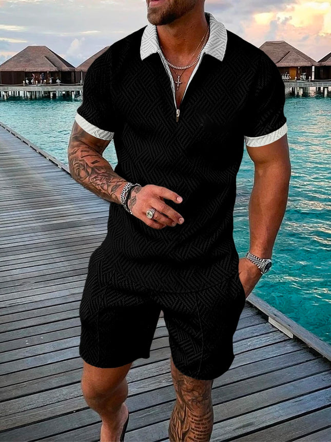 New 3D Digital Printed Men's Fashion Casual Sets Short Sleeve Polo Shirt Suit 2 Pcs Sets Sportwear Male Clothing Ropa Y2k Barata