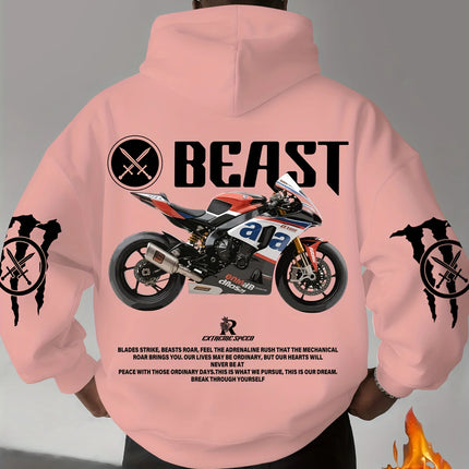Men Women Beast Racing Motorcycle Hooded Sweatshirt Autumn Winter Loose Casual Sportswear Daily Outdoor Vacation Fitness Wear