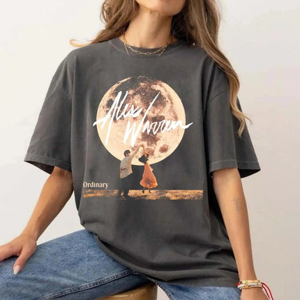 Alex Warren album T-shirt charcoal gray music T-shirt unisex Loose fit Casual streetwear shirt for couples gothic harajuku top