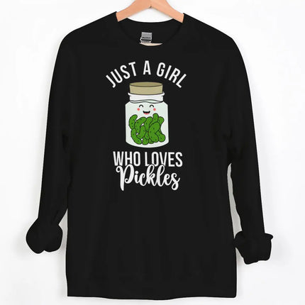 Fun Pickle Print Sweatshirt "Just A Girl Who Loves Pickles/Tickle My Pickle" Crewneck Streetwear Women Men Couple Y2K Pullover