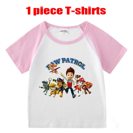 Children's Summer Pajama Set Kids Cartoon PAW Patrol T-shirt+Shorts Sets Boys Cotton Tops+Shorts 2Pcs Baby Boys Girls Sport Suit