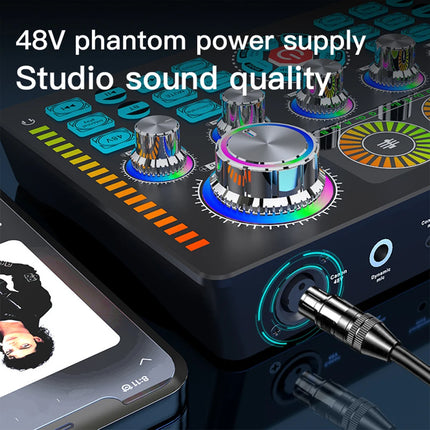 Live Sound Card Studio Record Soundcard Bluetooth Microphone Mixer Voice Changer Live Streaming Sound Mixer Podcast Karaoke Home
