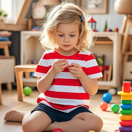 Kids Striped T-shirt Toddler T-shirt Boys Girls Cotton Short Sleeve Tops Children Summer Casual Tee Halloween Carnival Daily Wear