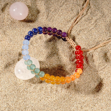7 Chakras Natural Stone Anklet For Women Symbolize Happiness And Good Luck Crystal Braided Rope Ankle Bracelet Summer Jewelry
