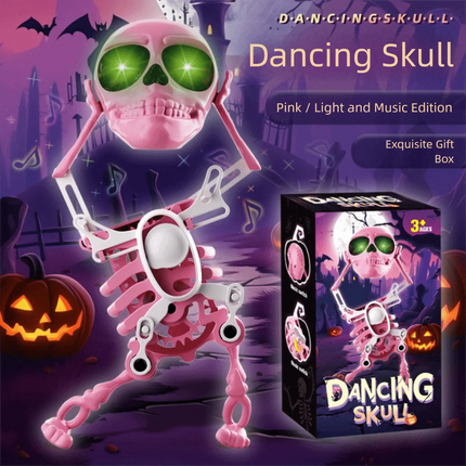 Dancing and Swinging Skull Toy Dancing Skeleton Wind Up Skeleton Clockwork Lighted Action Figure Articulated Flexible Skeleton