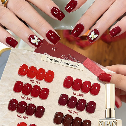 New Year Red Nail Polish Gel 2026 New Autumn/Winter Set, Cherry Wine Red, Makes Skin Look Brighter, Salon Specific