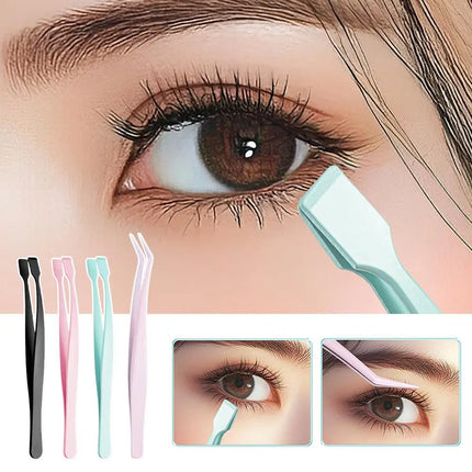 2Pcs Eyelash Tweezer Set Lash Pick Up Clip Pointed Flat Clip Lash Grafting Item Lower Eyelashes Applicator Portable Makeup Clamp