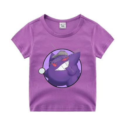 Pokemons Pikachu Cotton T Shirt Psyduck Squirtle Charmander Eevee Tees Shirt Kawaii Cartoon Clothes Boys Girls Summer Tops Gift