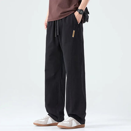 2026 New Spring-Autumn Pure Cotton Elastic Straight Casual Pants  Comfortable, Loose-Fitting and Trendy Pants