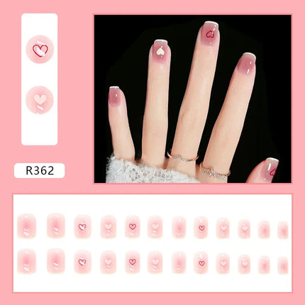 Cool Ash 24 Pcs Press on Nails Pink Nail polish Glossy Artificial Finger Manicure Reusable False Nails for Women