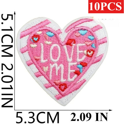 10PCS Wholesale Pink Car Shape Embroidery Pink Love Style Patches DIY Cloth for Hats/T-shirt/Jeans Girls Kids Valentine Iron on