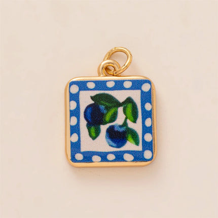 Dopamine pendant necklace, DIY fruit food love pendant, copper material, gold-plated, color preserving