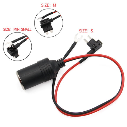 1PCS Pure Copper DC 12V Car Cigarette Lighter Charger Cable Female Socket Plug Connector Adapter Cable Fuse