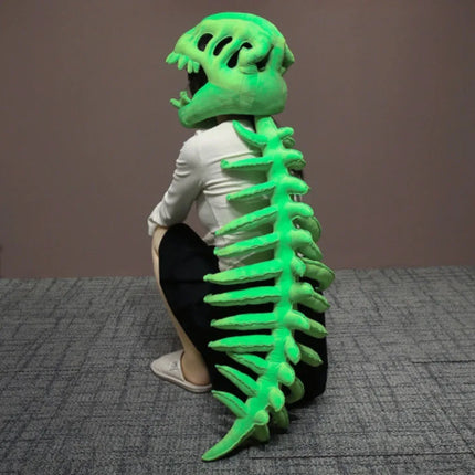 T Rex Dinosaur Skeleton Plush Hat Funny Wearable Skull Cap Full Spine Cosplay Costume Novelty Party Hat Halloween Gift Boys Girl