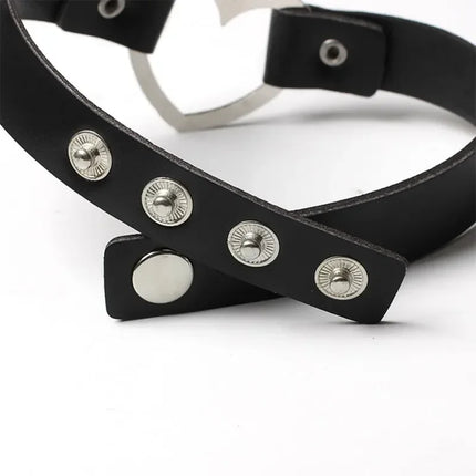 Woman Black Punk Choker Collar Necklace Sexy PU Leather Heart Lock Key Spike Chocker Gothic Cosplay Accessories Party Jewelry