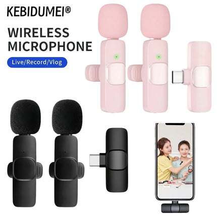 2.4G Wireless Lavalier Microphone Audio Video Recording Mini Mic For iPhone Android Live Broadcast Gaming Phone With Receiver