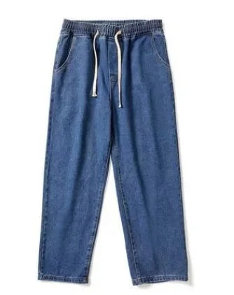 Trendy Mens American High Street Faded Jeans Summer Thin Loose Fit Casual Long Pants