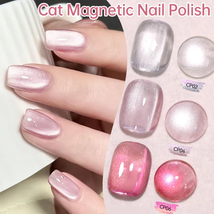 LILYCUTE 7ml Cat Magnetic Nail Polish Colorful Bright Shining Pearl Effect Nail Art DIY Decoration No Need of Lamp to Cure
