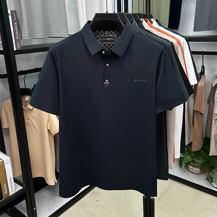 Luxury Man Short-Sleeved Polo Shirt Lapel Button Letter Embroidery Spring Casual Elegance T-Shirt Simple Business Men's Clothing