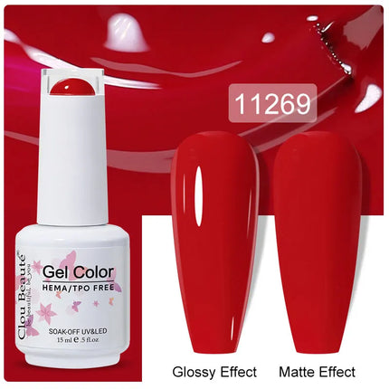 Clou Beaute 15ml Nail Gel Polish Vernis Semi Permanent UV LED Lamp Lakiery Hybrydowe Hema Free Red Nail Art Gel Lacquer Gel