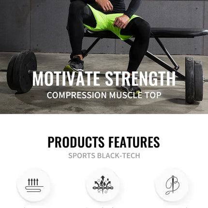 Compression Shirt Men Solid Dry Fit Long Sleeve Sportswear For Male Gym Clothing Running Fitness Tee Training Workout Muscle Top