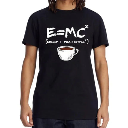 Summer Men's T-shirt 100% Cotton Casual Funny Energy=Milk+Coffee Print Men Cool Loose O-neck Tops For Men Short Sleeve Male Tees