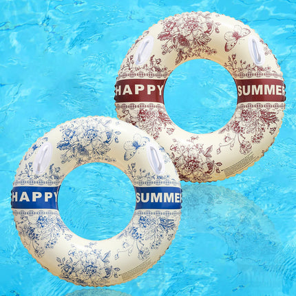 1PC Adult Inflatable Swim Ring - Artistic Ink Pattern Bright Color Floating Tube for Pool, Lake & Summer Activities