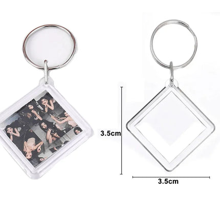 1/50Pcs DIY Transparent Acrylic Keychains Blank Photo Frame Insert Photo Split Key Pendant Key Holder Couple Anniversary Gifts