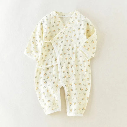 Baby Boys Girls Jumpsuit Clothes Newborn Muslin Bamboo Cotton Long Sleeve Romper Infant Autumn Spring Clothes 0-24M