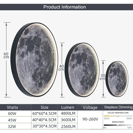 LED Moon Wall Lamp Remote Control Dimmable Romantic Mural Night Light Modern Bedroom Living Room Interior Home Decor Wall Lamp
