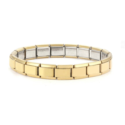 Wholesale High Quality Couple's Y2K Jewelry DIY 9MM Width Italian Elastic Bracelet Solid Color Stainless Steel Fashion Bangle