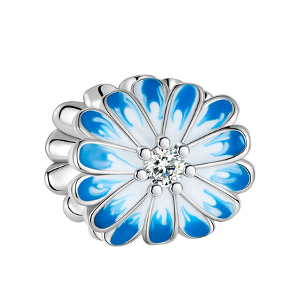 925 Silver Flowers Bouquet Rose Sunflower Blossom Petal Charms Beads Pendant Bracelet Necklace DIY Valentine's Day Gift Jewelry