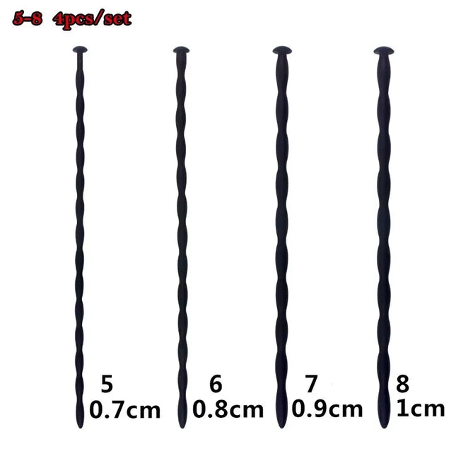4ps/Set Long Silicone Plug Penis Sounding Urethral Plug Beads Dilator Penis Insertion Plug Urethral Sounds Sex Toys For Men