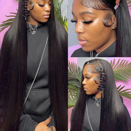 40 Inch Bone Straight Human Hair Wig 13x4 13x6 HD Transparent Lace Wigs Brazilian Full Lace Frontal Wig For Women 300% Density