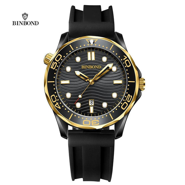 BINBOND Brand New Fashion Ultra-thin Sea Horse Series Men's Business Quartz Watches Waterproof Luminous Sports Casual Men's Watch