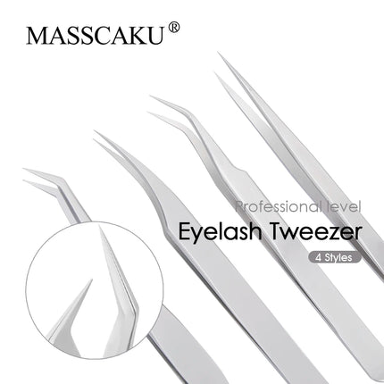1 Pcs MASSCAKU Eyelash Tweezers Extension Stainless Steel Superhard Tweezers Non-Magnetic Professional Pincet Lashes Makeup tool