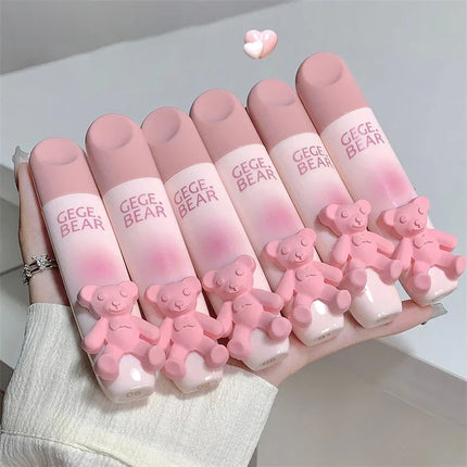 Cute Bear Lip Gloss Waterproof Long Lasting Non Fading Matte Lip Glaze Moisturing Non-marking Red Brown Velvet Liquid Lipsticks