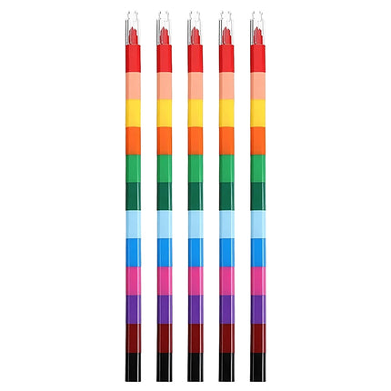 Rainbow Crayon 12-Color Stackable Crayons Painting Stationery Fun Building Blocks Crayon Birthday Festival Gift for Boy Girl ZYF