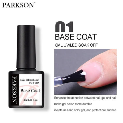 Parkson 2/3pcs Matte Top Coat Gel Nail Polish Kit Base Top Coat Set UV LED Nail Art Manicure Polish Primer Soak Off Nail Gel Set