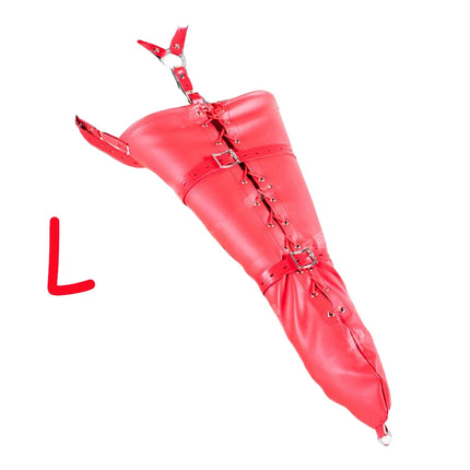 BDSM Bondage Leg/Arm Binder,Behind Back Straight Jacket,SM Leather Armbinder Restraint Slave Lockable Glove With Shoulder Straps
