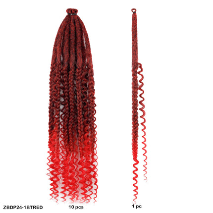 Braids Hair 24Inch Single Dreadlock Extension Reggae Style Faux Locs with Highlight Strands Hand Crocheted Synthetic Dreadlocks
