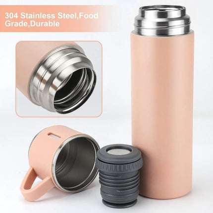 500ml/16.9oz Stainless Steel Thermo Vacuum Insulated Bottle with Cup for Coffee Hot Drink and Cold Drink Water Flask Set