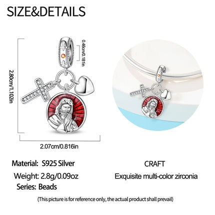 Original New 925 Sterling Silver Prayer Virgin Mary Charms Beads Fit Necklace Bracelet Accessory DIY Jewelry For Women Gift